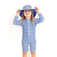 Girls Blue Daisy UV Suit and Hat Bundle
    		