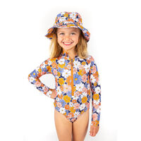 Girls Flower Power Long Sleeve Bathers
    		