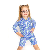 Girls Blue Daisy UV Suit and Hat Bundle 