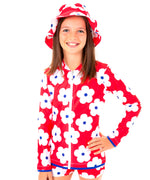 Red Flower Swim Hat (SIZES XS, S ONLY)