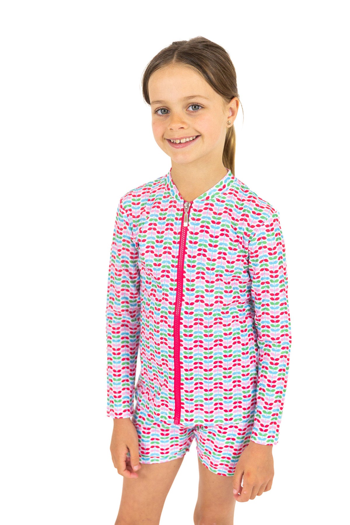Girls Long Sleeve Rashie RED LEAF