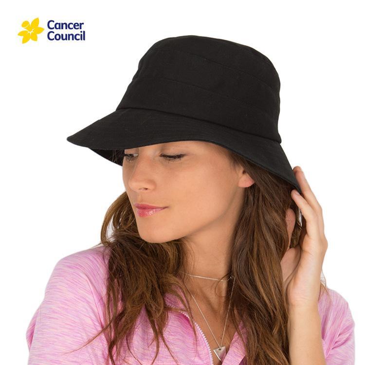 Womens Black Golf Bucket Hat (Cancer Council)