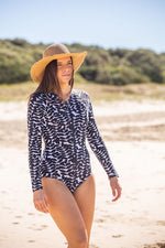Womens Long Sleeve Bathers BLUE ACACIA