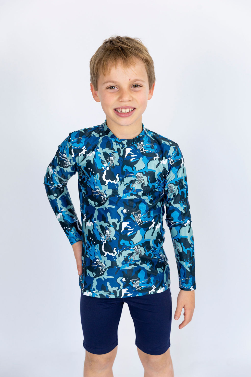 Long Sleeve Kids Surfing Skeletons Rashie