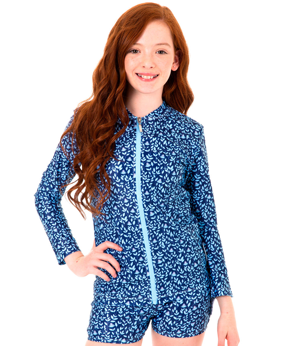 Girls Blueberry Long Sleeve Rashie (SIZES 1, 2, 3, 4, 6 ONLY)