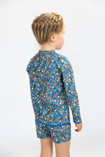 Girls Ditsy Blue Long Sleeve Rashie (SIZES 3, 4, 5, 6, 7, 8 ONLY)