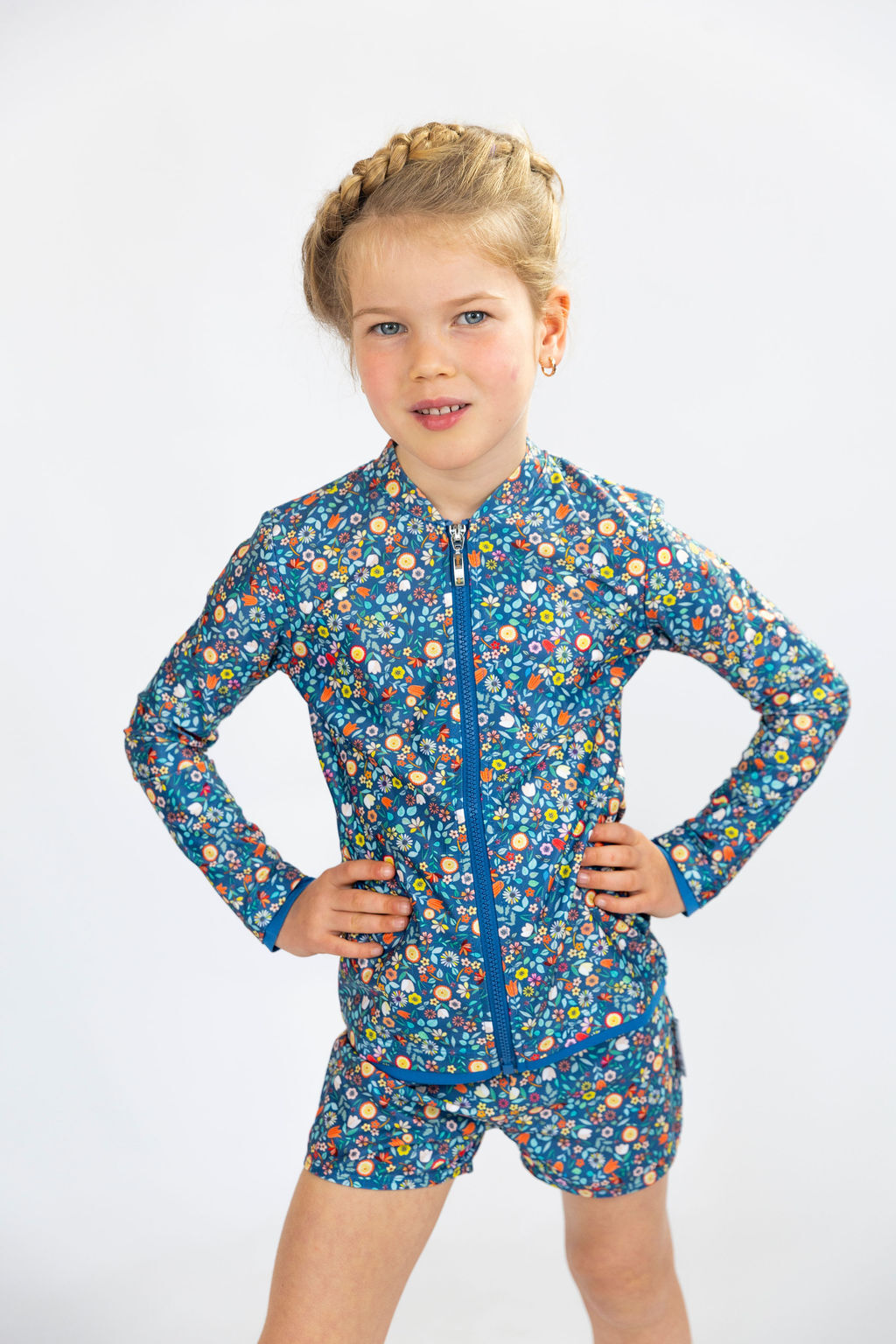 Girls Ditsy Blue Long Sleeve Rashie (SIZES 3, 4, 5, 6, 7, 8 ONLY)