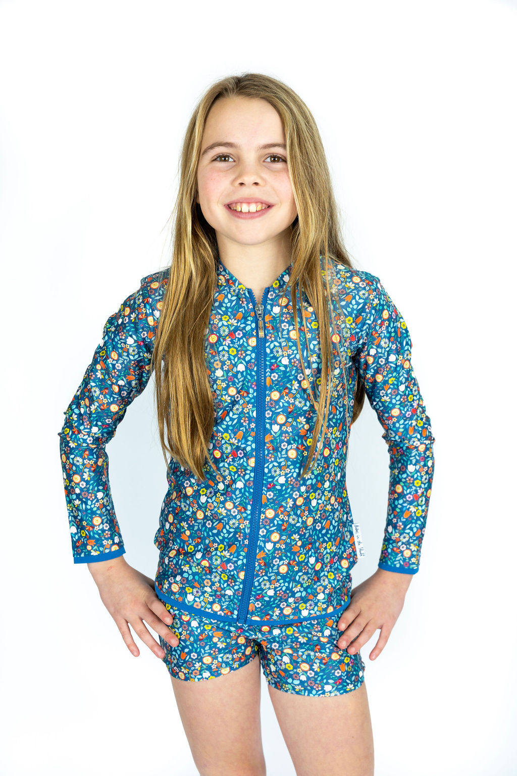 Girls Ditsy Blue Long Sleeve Rashie (SIZES 3, 4, 5, 6, 7, 8 ONLY)