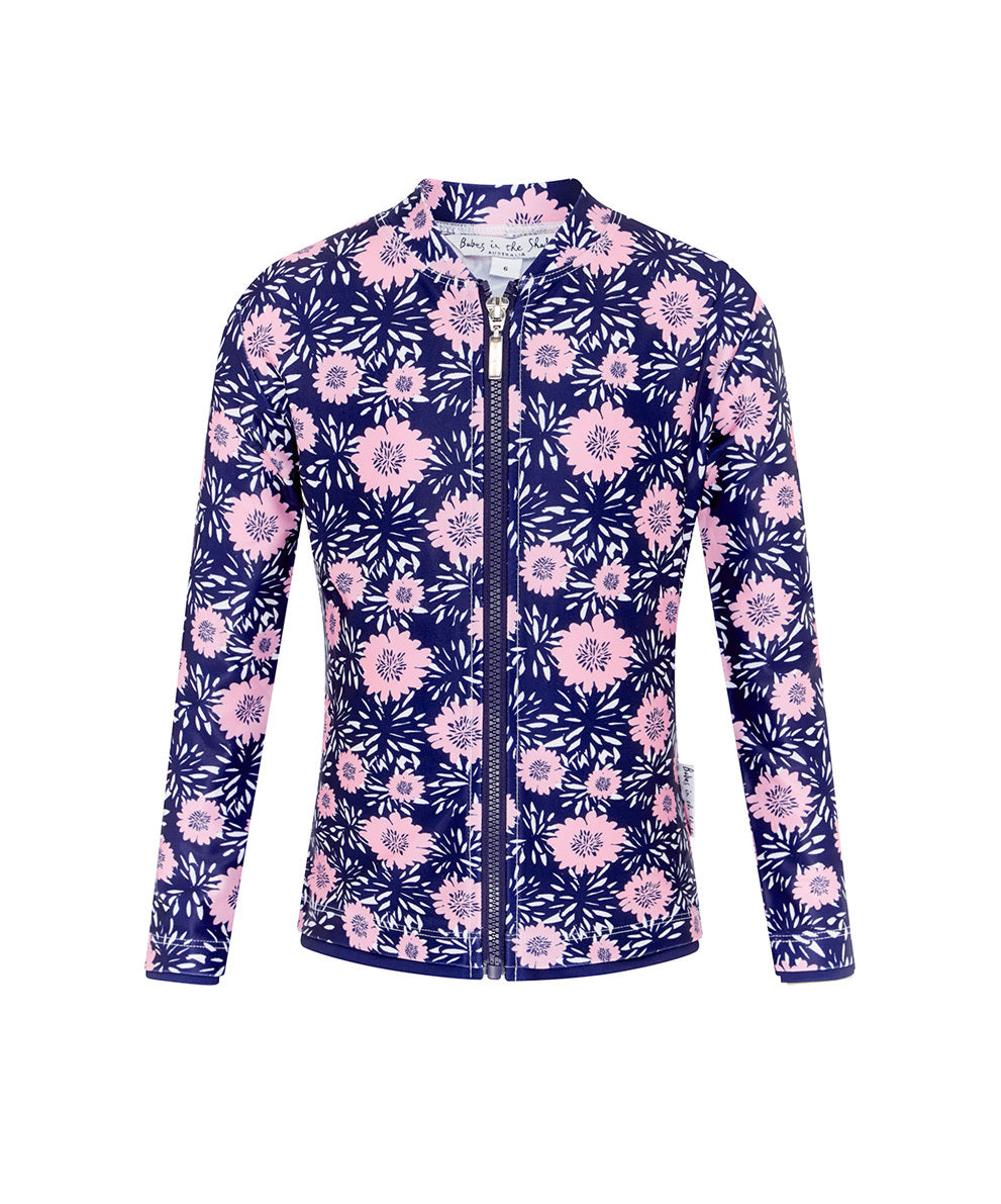 Girls Pink Daisy Long Sleeve Rashie (SIZES 1, 2, 3 ONLY)