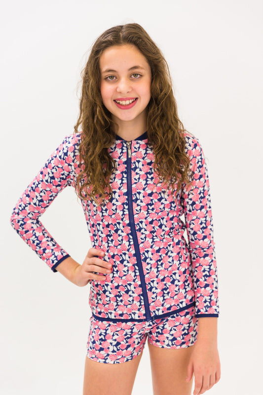 Girls Pom Pom Long Sleeve Rashie (SIZES 3, 6, 7, 8 ONLY)