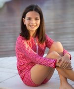 Girls Pinwheel Red Long Sleeve Rashie (SIZES 1, 2, 3, 4, 6, 7 ONLY)