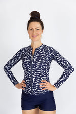 Womens Long Sleeve Blue Acacia Rashie