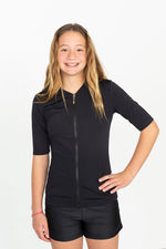 Womens Short Sleeve Black PBT Rashie