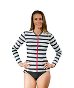 Womens Long Sleeve Black Stripe Rashie (SIZES 6, 12 ONLY)