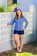 Womens Long Sleeve Chevron Blue Rashie