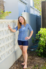 Womens Short Sleeve Chevron Blue Rashie