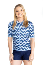 Womens Short Sleeve Chevron Blue Rashie