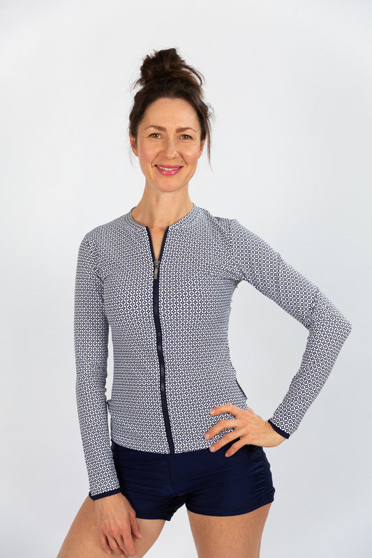 Womens Long Sleeve Mamiko Navy Rashie