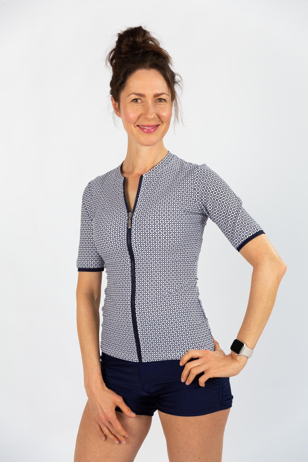 Womens Short Sleeve Mamiko Navy Rashie