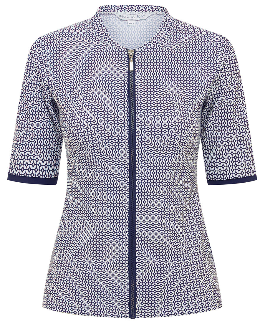 Womens Short Sleeve Mamiko Navy Rashie