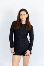 Womens Long Sleeve Plain Black Rashie