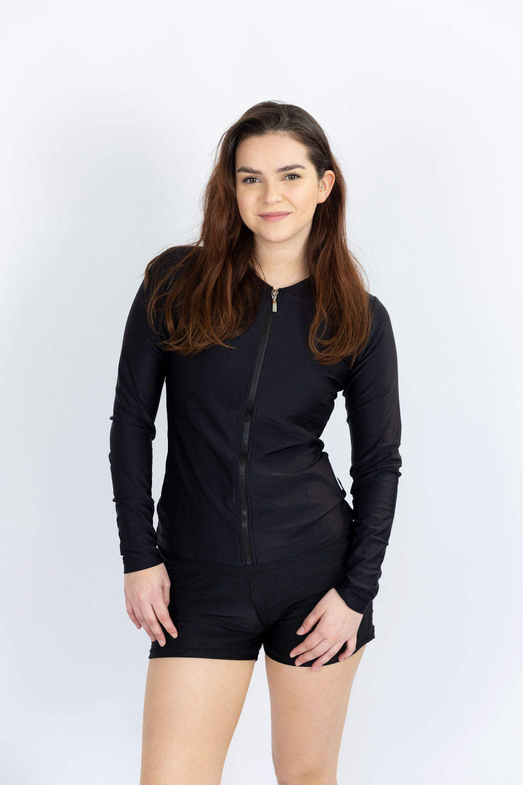 Womens Long Sleeve Plain Black Rashie