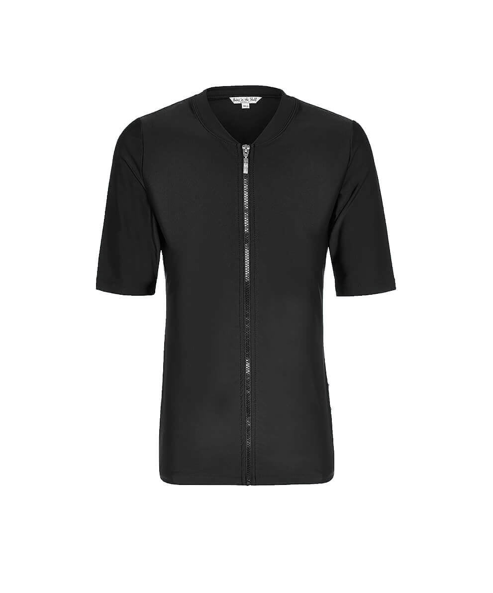 Womens Short Sleeve Plain Black Rashie