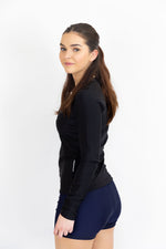 Womens Long Sleeve Plain Black Rashie
