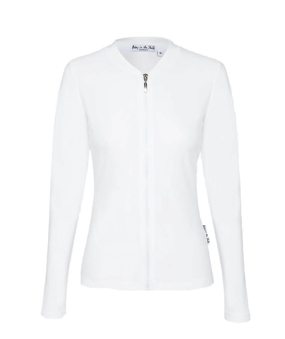 Womens Long Sleeve Plain White Rashie