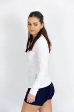 Womens Long Sleeve Plain White Rashie