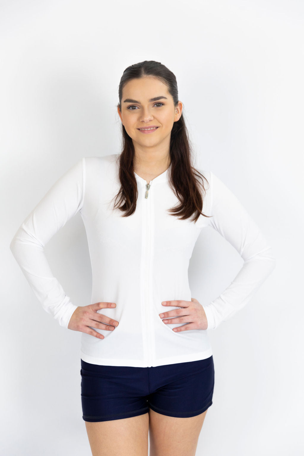 Womens Long Sleeve Plain White Rashie