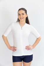 Womens Short Sleeve Plain White Rashie
