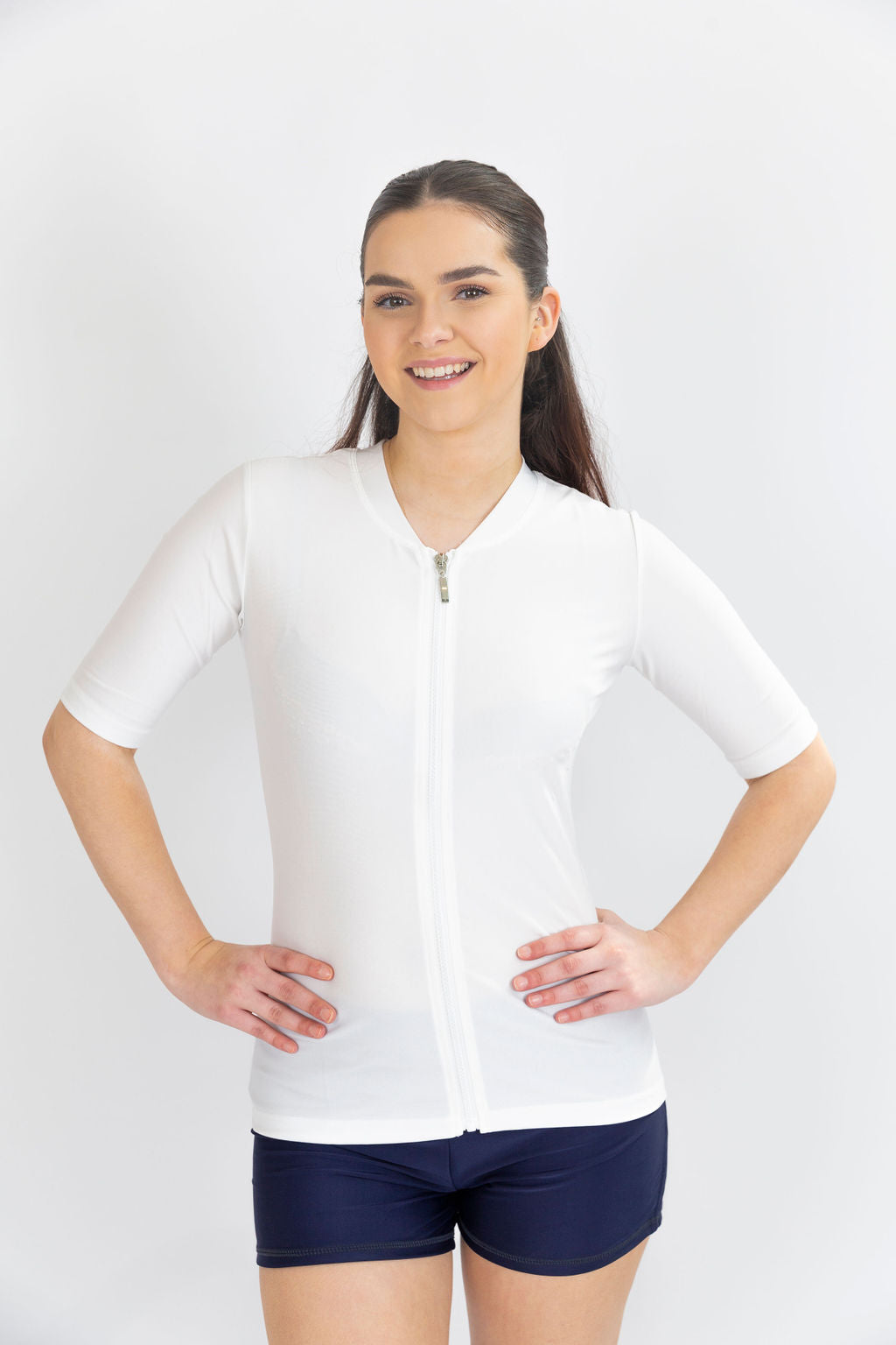 Womens Short Sleeve Plain White Rashie