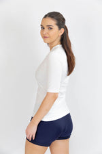 Womens Short Sleeve Plain White Rashie