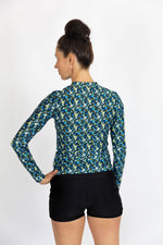 Womens Long Sleeve Retro Blooms Rashie (SIZES 6 ONLY)