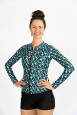 Womens Long Sleeve Retro Blooms Rashie (SIZES 6 ONLY)