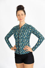 Womens Long Sleeve Retro Blooms Rashie (SIZES 6 ONLY)