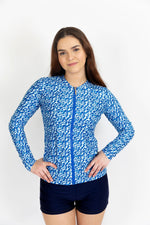 Womens Long Sleeve Summer Blue Rashie (SIZES 6 ONLY)