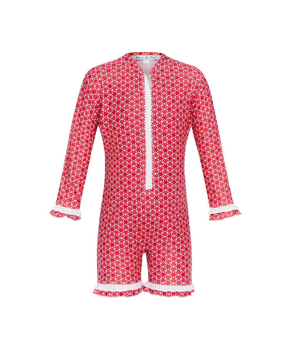 Pinwheel Red Girls UV Suit (SIZE 00, 0, 1 ONLY)