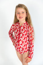 Girls Butterfly Long Sleeve Bathers