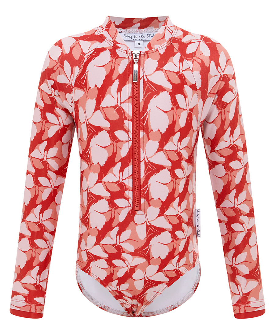 Girls Butterfly Long Sleeve Bathers