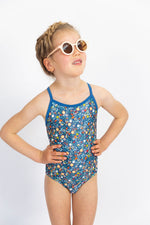 Girls Ditsy Blue Bathers (SIZES 3, 5, 7 ONLY)