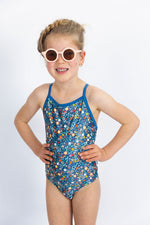 Girls Ditsy Blue Bathers (SIZES 3, 5, 7 ONLY)