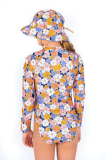 Girls Flower Power Long Sleeve Bathers (SIZES 6, 12, 14 ONLY)