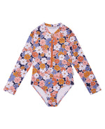 Girls Flower Power Long Sleeve Bathers (SIZES 6, 12, 14 ONLY)
