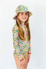 Girls Hibiscus Long Sleeve Bathers (SIZES 4, 12, 14 ONLY)