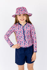 Girls Pom Pom Long Sleeve Bathers (SIZES 4 ONLY)
