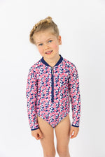 Girls Pom Pom Long Sleeve Bathers (SIZES 4 ONLY)