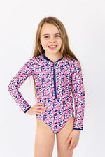 Girls Pom Pom Long Sleeve Bathers (SIZES 4 ONLY)