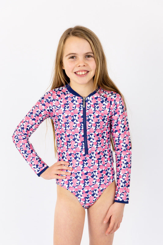 Girls Pom Pom Long Sleeve Bathers (SIZES 4 ONLY)